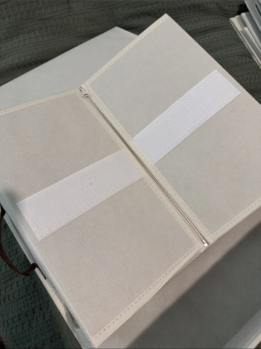 Set of 5 Cream Fabric Storage Binder with Brown Accent - Home Accents closet
